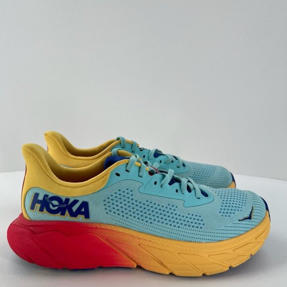 Hoka One One Shoes - Hoka One One Arahi 7 Women's Running Shoes 8.5B Blue/Yellow/Red Lightweight